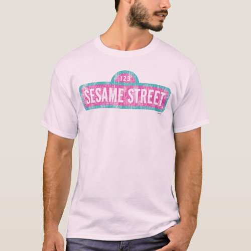 Sesame Street Pink Sign Logo T_Shirt
