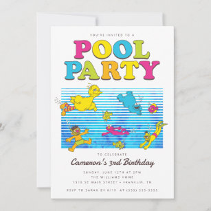 Sesame Street   Pool Party Summer Swim Birthday Invitation