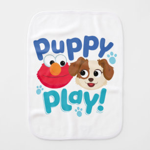 Sesame Street Puppy Play Elmo & Tango Baby Burp Cloth