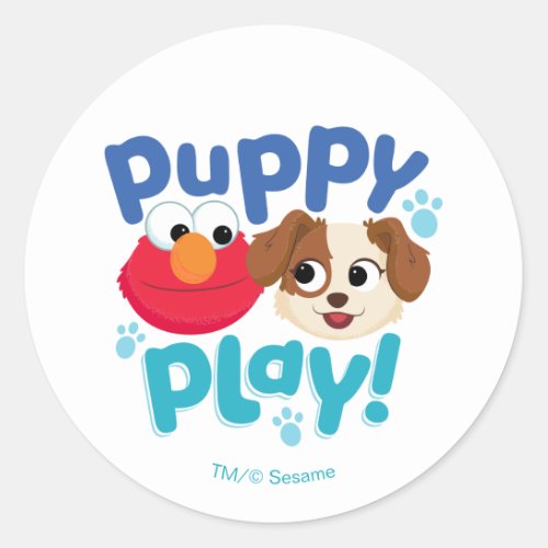 Sesame Street  Puppy Play Elmo  Tango Classic Round Sticker
