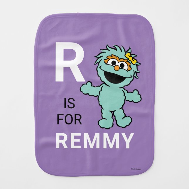 Sesame Street | R is for Rosita | Add Your Name Baby Burp Cloth (Front)