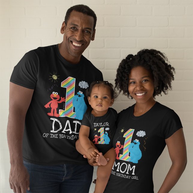 Sesame Street Rainbow 1st Birthday | Dad Tri-Blend Shirt (Family wearing shirts)