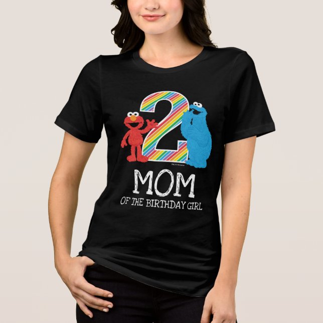 Sesame Street Rainbow 2nd Birthday | Mom Tri-Blend Shirt (Front)