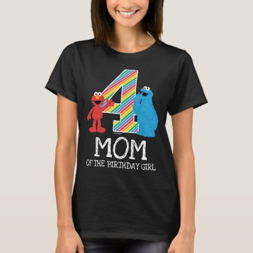 Sesame Street Rainbow 4th Birthday  Mom T_Shirt