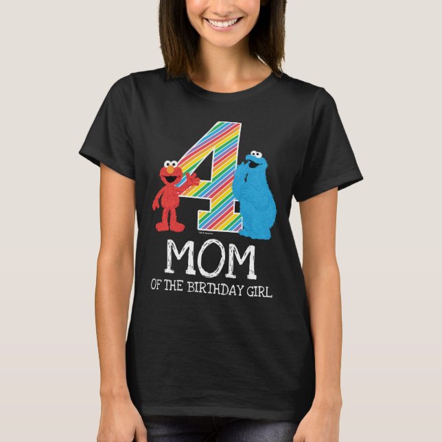 Sesame Street Rainbow 4th Birthday | Mom T-Shirt (Front)