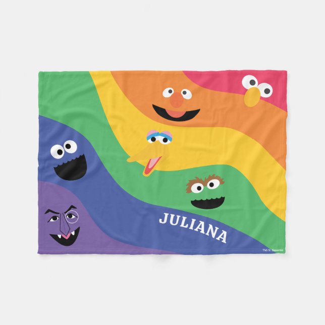 Sesame Street Rainbow Fleece Blanket (Front (Horizontal))