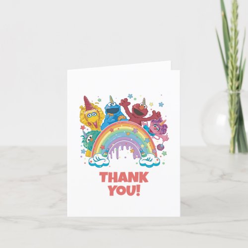 Sesame Street Rainbow Unicorn Birthday Thank You Card