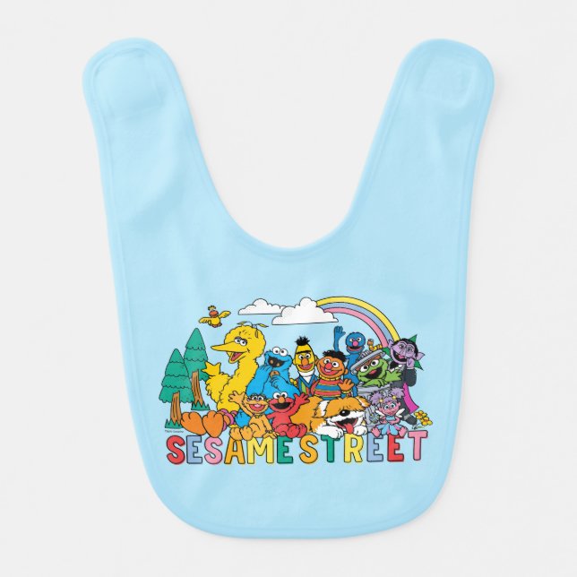 Sesame Street | Rainbow Wave Baby Bib (Front)