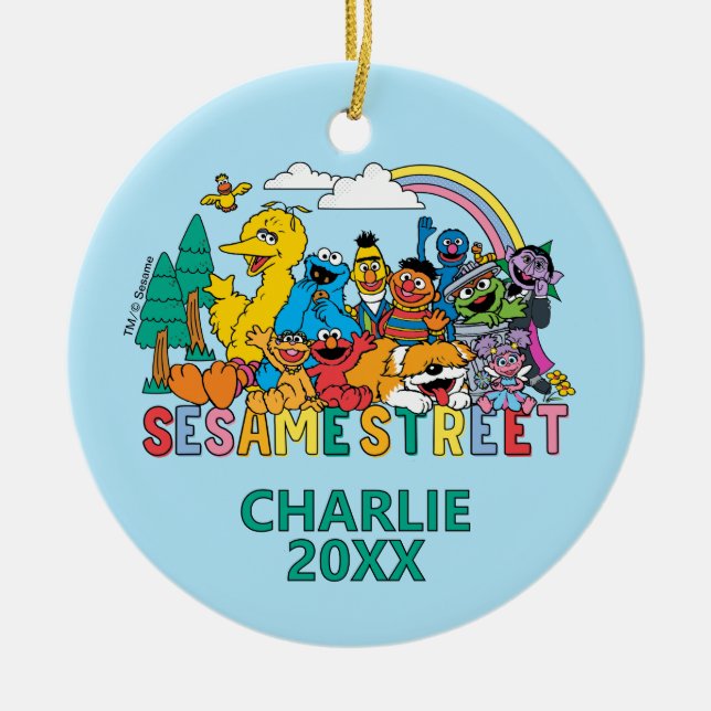 Sesame Street | Rainbow Wave Ceramic Ornament (Front)