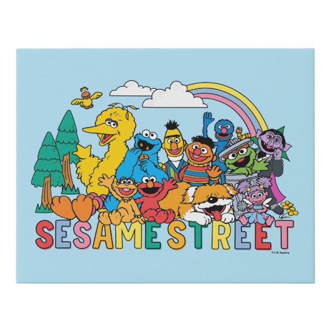 Sesame Street | Rainbow Wave Faux Canvas Print (Front)