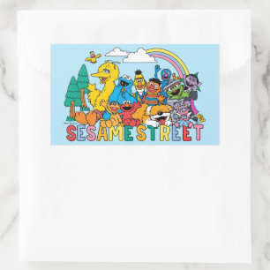 Sesame Street   Rainbow Wave Rectangular Sticker