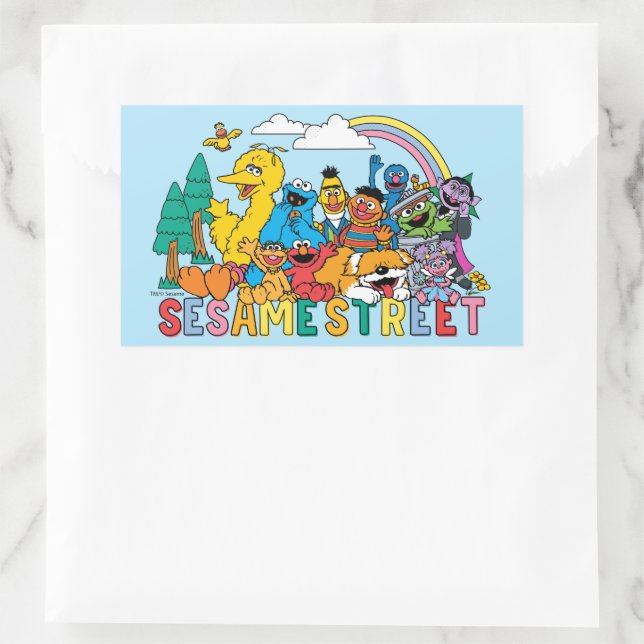 Sesame Street | Rainbow Wave Rectangular Sticker (Bag)