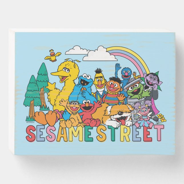 Sesame Street | Rainbow Wave Wooden Box Sign (Front Horizontal)