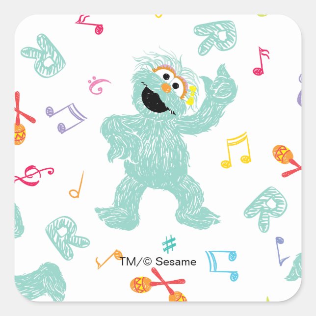 Sesame Street | Rosita Music Scribble Pattern Square Sticker (Front)