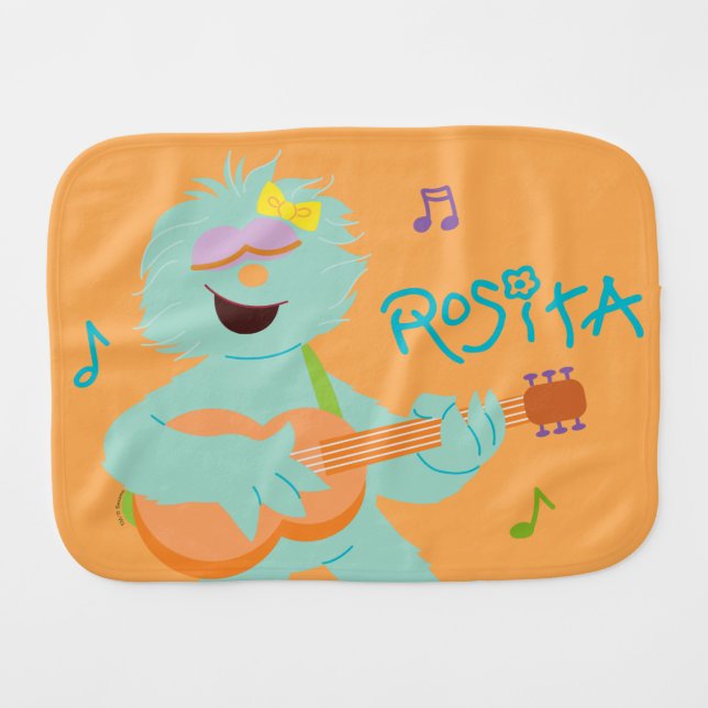 Sesame Street | Rosita Playing Guitar Baby Burp Cloth (Front Horizontal)