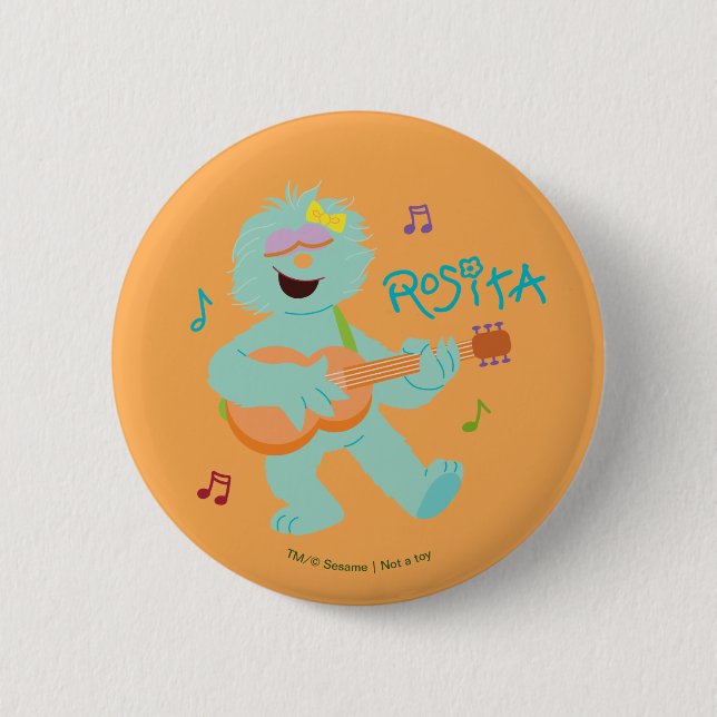 Sesame Street | Rosita Playing Guitar Button (Front)