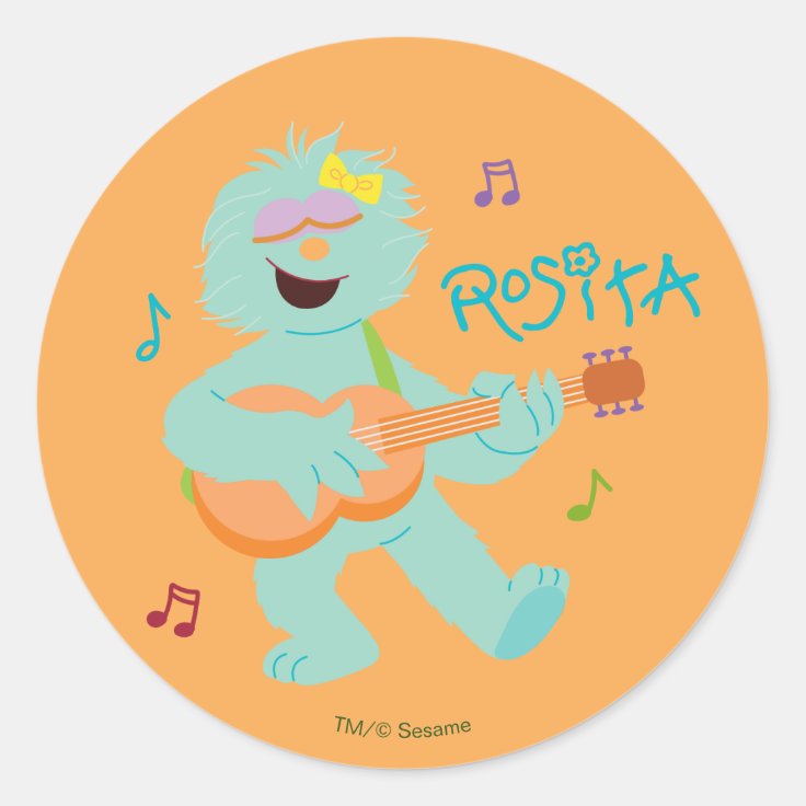 Sesame Street Rosita Playing Guitar Classic Round Sticker Zazzle 