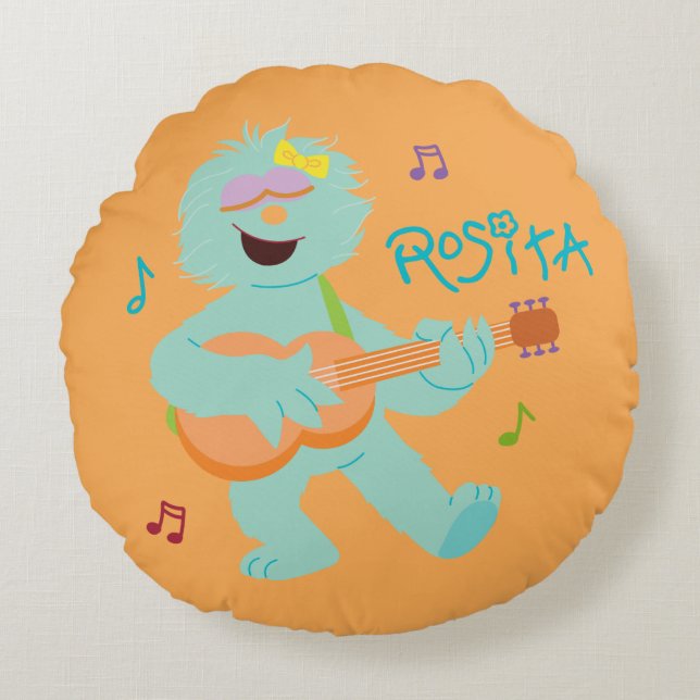 Sesame Street | Rosita Playing Guitar Round Pillow (Front)