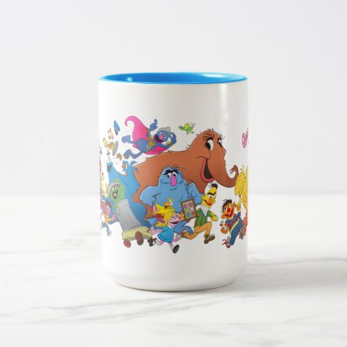 Sesame Street Run Character Illustration Two_Tone Coffee Mug