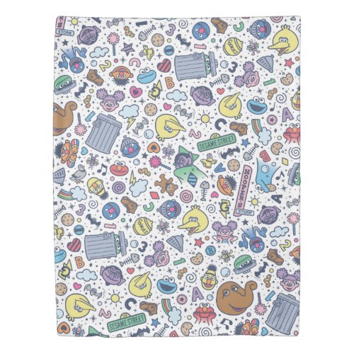 Sesame Street  Sesame Pals Doodle Pattern Duvet Cover