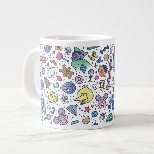 Sesame Street | Sesame Pals Doodle Pattern Giant Coffee Mug (Front Left)