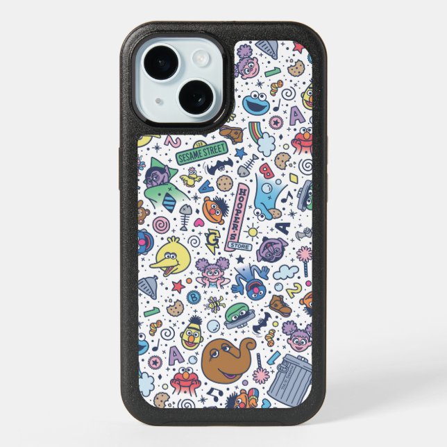 Sesame Street | Sesame Pals Doodle Pattern iPhone 15 Case (Back)