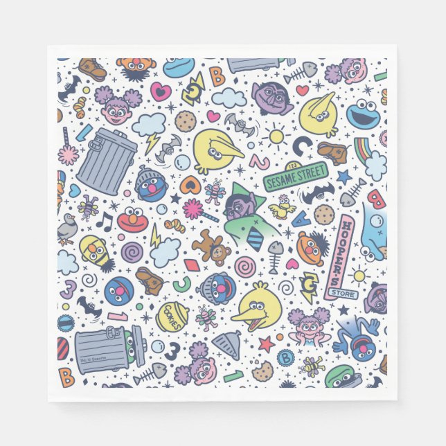 Sesame Street | Sesame Pals Doodle Pattern Napkins (Front)