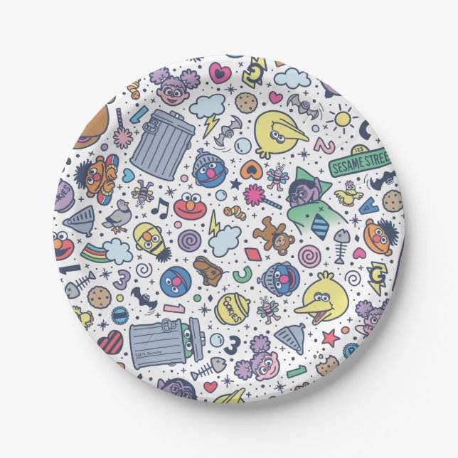 Sesame Street | Sesame Pals Doodle Pattern Paper Plates (Front)