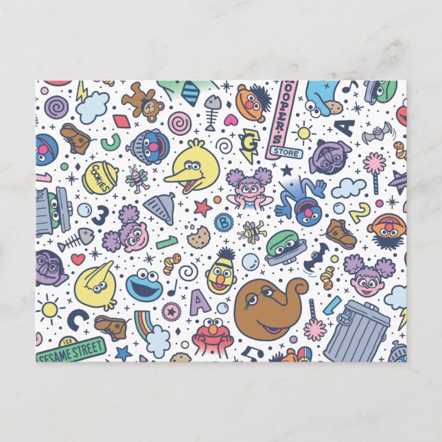 Sesame Street | Sesame Pals Doodle Pattern Postcard (Front)