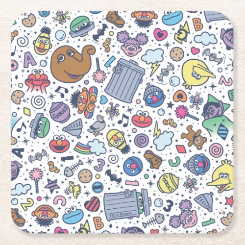 Sesame Street  Sesame Pals Doodle Pattern Square Paper Coaster