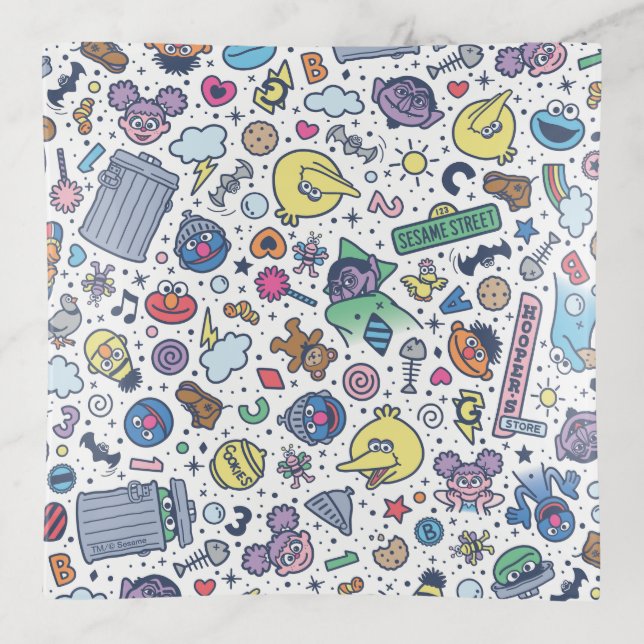 Sesame Street | Sesame Pals Doodle Pattern Trinket Tray (Front)