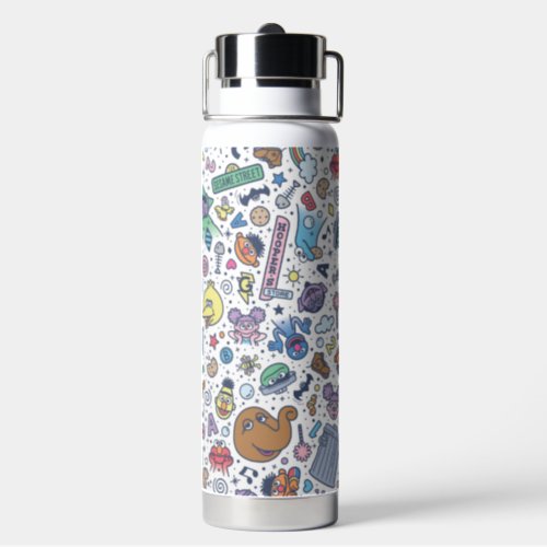 Sesame Street  Sesame Pals Doodle Pattern Water Bottle