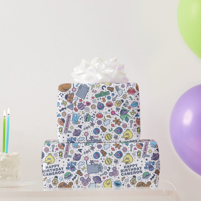 Sesame Street | Sesame Pals Doodle Pattern Wrapping Paper (Party Gifts)
