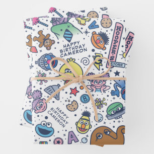 Sesame Street   Sesame Pals Doodle Pattern Wrapping Paper Sheets