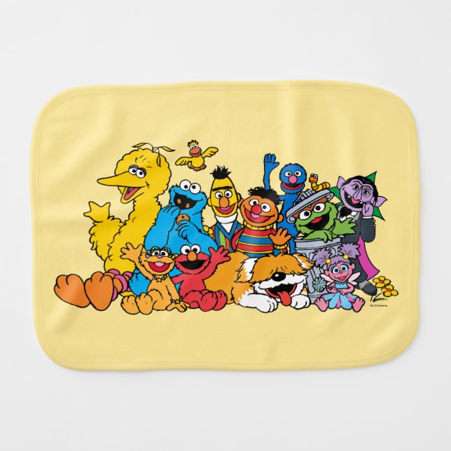 Sesame Street | Sesame Pals Group Portrait Baby Burp Cloth (Front Horizontal)