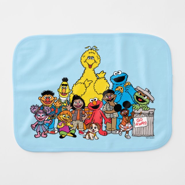 Sesame Street | Sesame Pals Hanging Out Baby Burp Cloth (Front Horizontal)