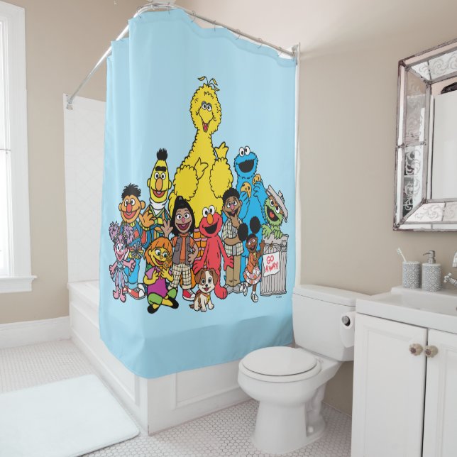 Sesame Street | Sesame Pals Hanging Out Shower Curtain (In Situ)