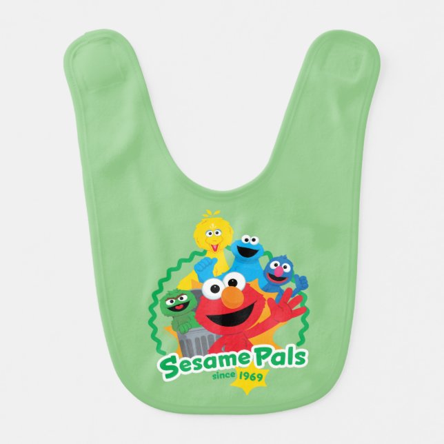 Sesame Street | Sesame Pals Since 1969 Baby Bib (Front)