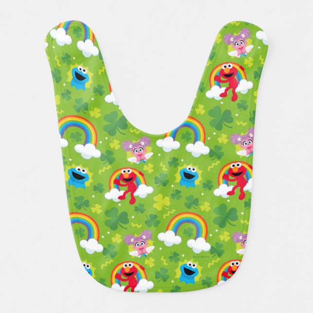 Sesame Street Shamrock and Rainbow Pattern Baby Bib (Front)