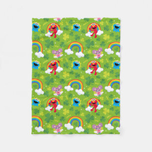 Sesame Street Shamrock and Rainbow Pattern Fleece Blanket