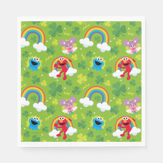 Sesame Street Shamrock and Rainbow Pattern Napkins (Front)