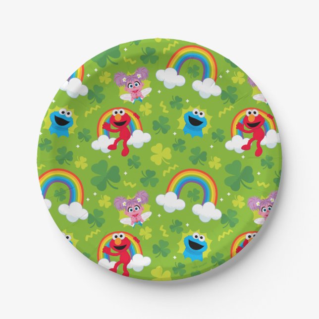 Sesame Street Shamrock and Rainbow Pattern Paper Plates (Front)