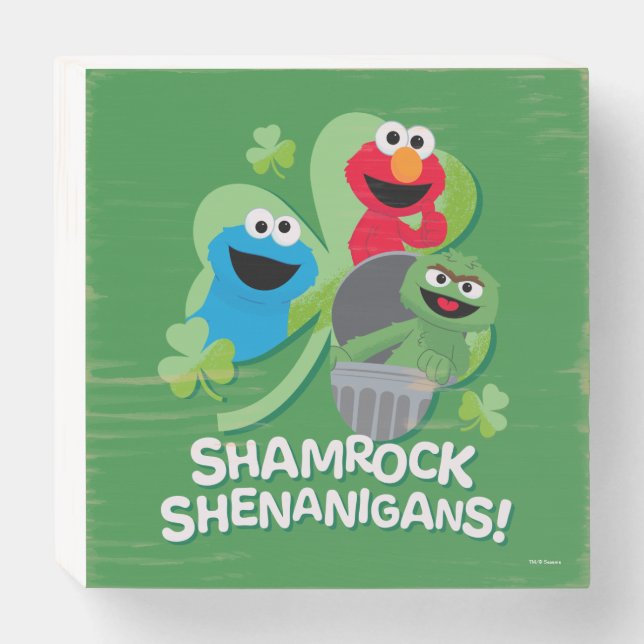 Sesame Street | Shamrock Shenanigans! Wooden Box Sign (Front Horizontal)