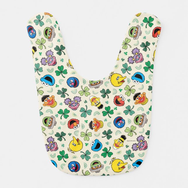 Sesame Street St. Patrick's Day Pattern Baby Bib (Front)