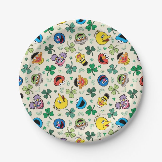 Sesame Street St. Patrick's Day Pattern Paper Plates (Front)