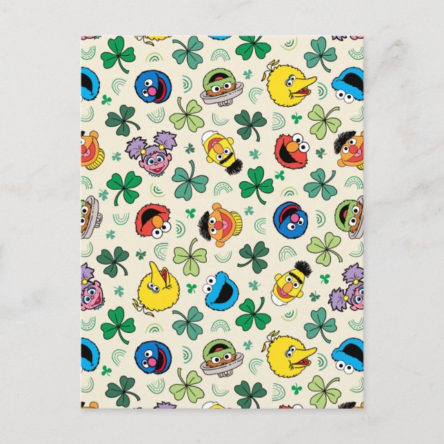 Sesame Street St. Patrick's Day Pattern Postcard (Front)