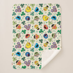 Sesame Street St. Patrick's Day Pattern Sherpa Blanket