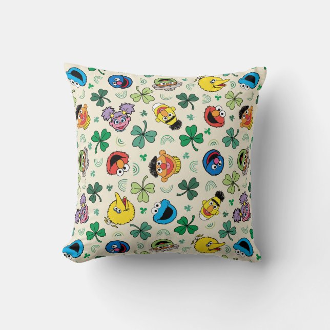 Sesame Street St. Patrick's Day Pattern Throw Pillow (Front)