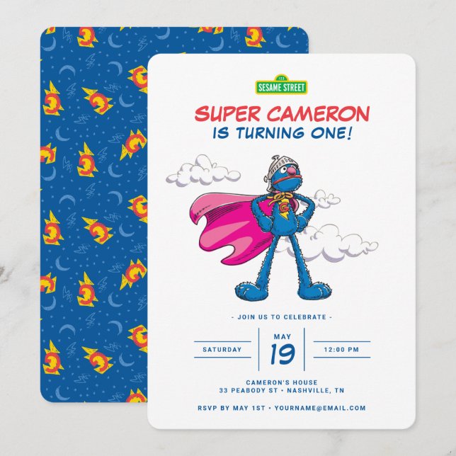 Sesame Street | Super Grover Birthday Invitation (Front/Back)