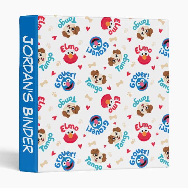 Sesame Street | Tango, Elmo, & Grover Pattern 3 Ring Binder (Front/Spine)